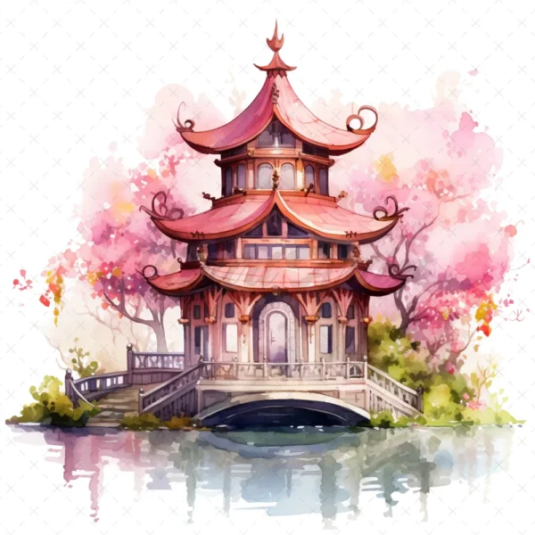 20 High-Quality Fantasy Pavilion Clipart - Fantasy pavilion digital watercolor JPG instant download for commercial use - Digital download