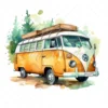 19 High-Quality Camping Bus Clipart - Camping bus digital watercolor JPG instant download for commercial use - Digital download