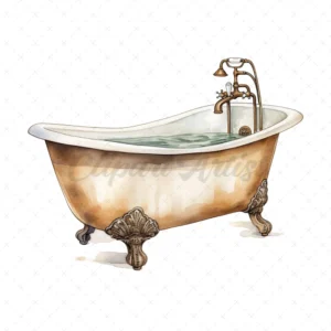 19 High-Quality Antique Bath Tub Clipart - Bath tub digital watercolor JPG instant download for commercial use - Digital download