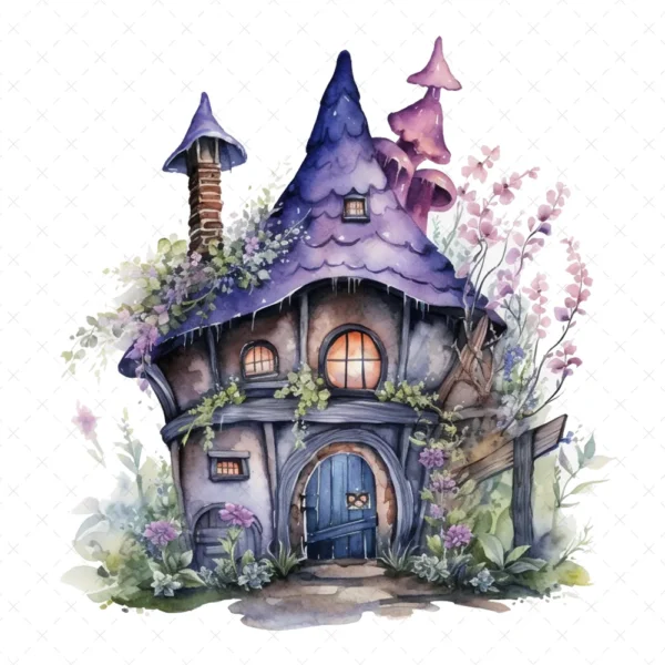 20 High-Quality Witch Houses Clipart - Witch houses digital watercolor JPG instant download for commercial use - Digital download