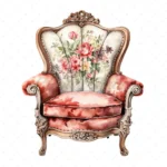 19 High-Quality Floral Chairs Clipart - Floral chairs digital watercolor JPG instant download for commercial use - Digital download
