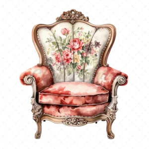 19 High-Quality Floral Chairs Clipart - Floral chairs digital watercolor JPG instant download for commercial use - Digital download