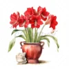 21 High-Quality Amaryllis Pots Clipart - Amaryllis pots digital watercolor JPG instant download for commercial use - Digital download