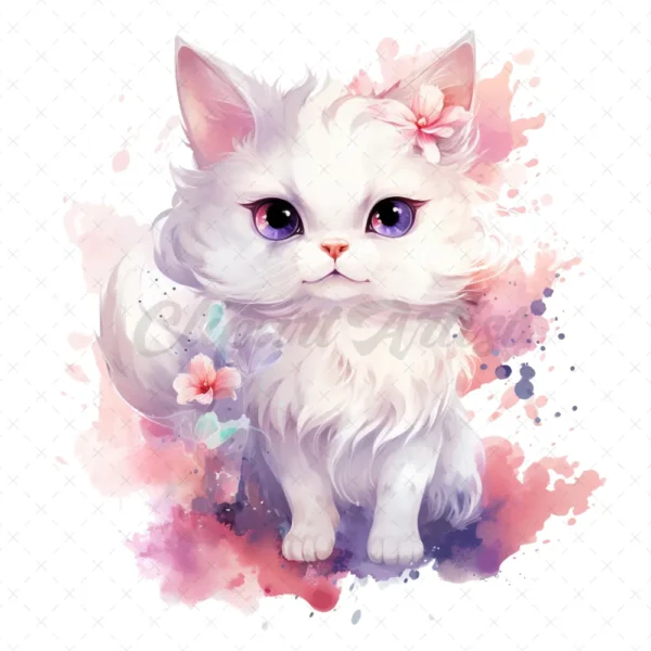 21 High-Quality Fantasy Cats Clipart - Cute fantasy cats watercolor digital JPG instant download for commercial use - Digital download