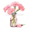 20 High-Quality Pink Carnation Bottle Clipart - Pink carnation digital JPG watercolor instant download for commercial use - Digital download