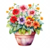 20 High-Quality Colorful Flower Pots Clipart - Colorful flower watercolor digital JPG instant download for commercial use - Digital download