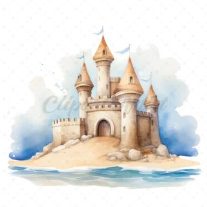 20 High-Quality Sandcastle Clipart - Sandcastle digital watercolor JPG instant download for commercial use - Digital download