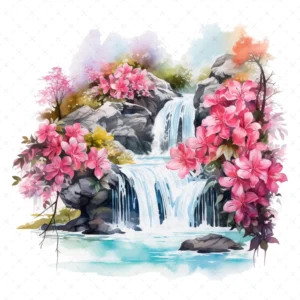 19 High-Quality Spring Waterfalls Clipart - Spring colorful waterfall digital JPG instant download for commercial use - Digital download