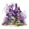 20 High-Quality Witch Houses Clipart - Witch houses digital watercolor JPG instant download for commercial use - Digital download