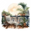 21 High-Quality Night Balconies Clipart - Night balconies digital watercolor JPG instant download for commercial use - Digital download