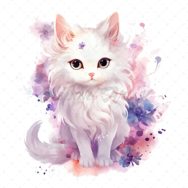 21 High-Quality Fantasy Cats Clipart - Cute fantasy cats watercolor digital JPG instant download for commercial use - Digital download
