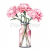 20 High-Quality Pink Carnation Bottle Clipart - Pink carnation digital JPG watercolor instant download for commercial use - Digital download