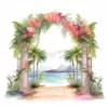 20 High-Quality Wedding Gate Clipart - Tropical wedding gate digital watercolor JPG instant download for commercial use - Digital download