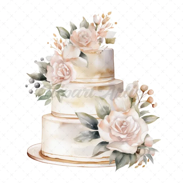 22 High-Quality Luxury Cakes Cakes Clipart - Luxury gold cakes digital watercolor JPG instant download for commercial use - Digital download