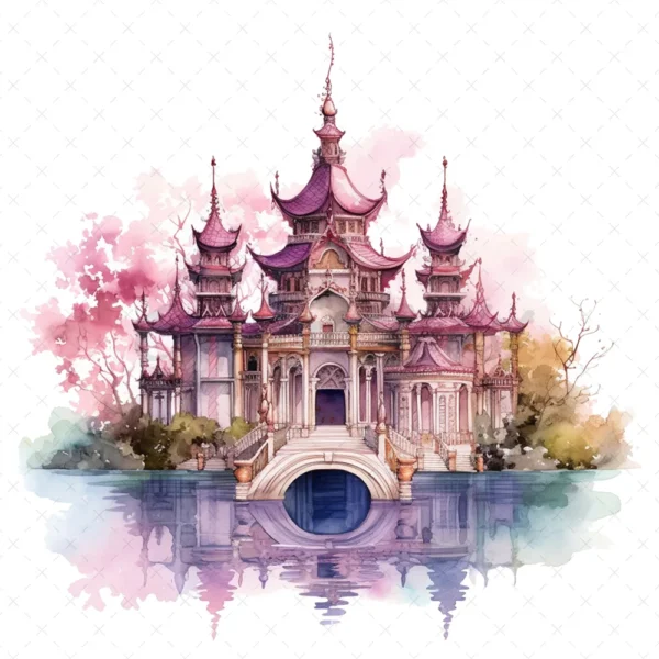 20 High-Quality Fantasy Pavilion Clipart - Fantasy pavilion digital watercolor JPG instant download for commercial use - Digital download
