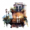 21 High-Quality Night Balconies Clipart - Night balconies digital watercolor JPG instant download for commercial use - Digital download