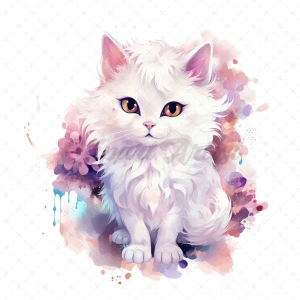 21 High-Quality Fantasy Cats Clipart - Cute fantasy cats watercolor digital JPG instant download for commercial use - Digital download