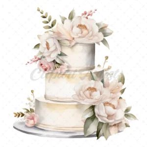 22 High-Quality Luxury Cakes Cakes Clipart - Luxury gold cakes digital watercolor JPG instant download for commercial use - Digital download