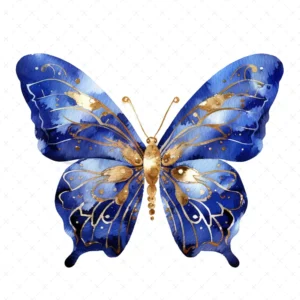 20 High-Quality Royal Blue Butterfly Clipart - Butterfly digital watercolor JPG instant download for commercial use - Digital download