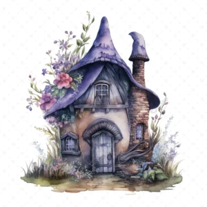 20 High-Quality Witch Houses Clipart - Witch houses digital watercolor JPG instant download for commercial use - Digital download