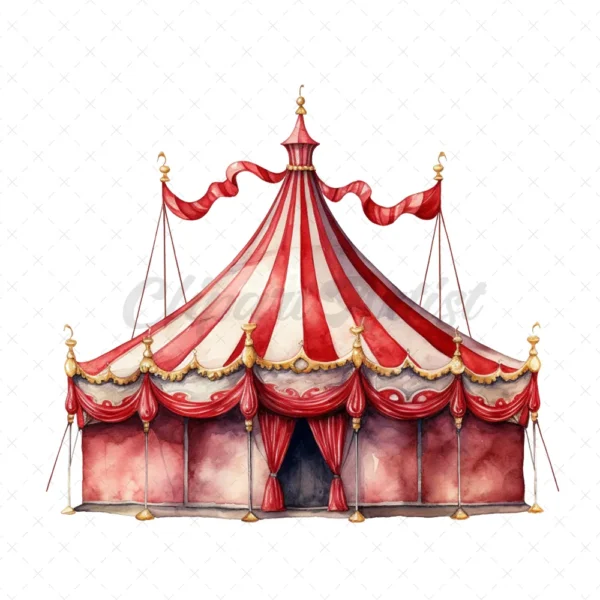 20 High-Quality Fantasy Carnival Tents Clipart -Carnival tents watercolor digital JPG instant download for commercial use - Digital download
