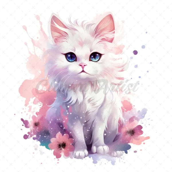 21 High-Quality Fantasy Cats Clipart - Cute fantasy cats watercolor digital JPG instant download for commercial use - Digital download