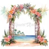 20 High-Quality Wedding Gate Clipart - Tropical wedding gate digital watercolor JPG instant download for commercial use - Digital download