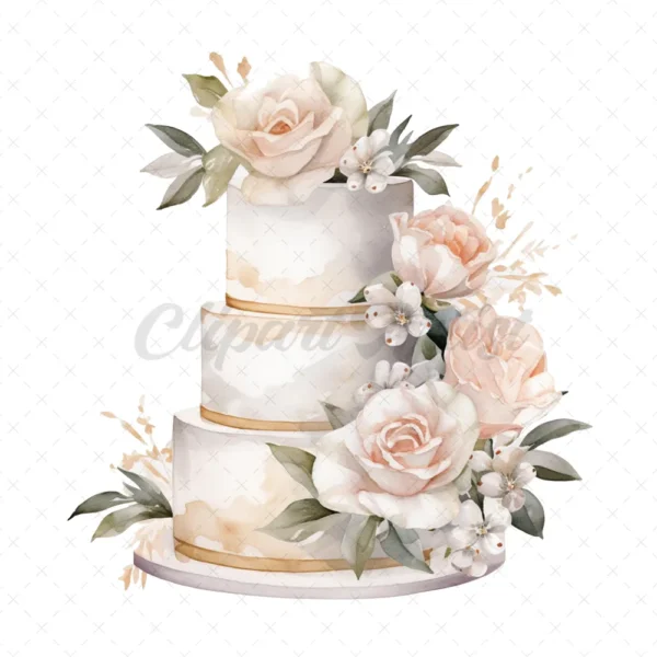 22 High-Quality Luxury Cakes Cakes Clipart - Luxury gold cakes digital watercolor JPG instant download for commercial use - Digital download