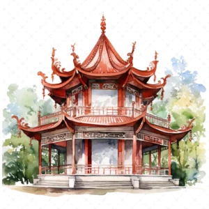 20 High-Quality Fantasy Pavilion Clipart - Fantasy pavilion digital watercolor JPG instant download for commercial use - Digital download