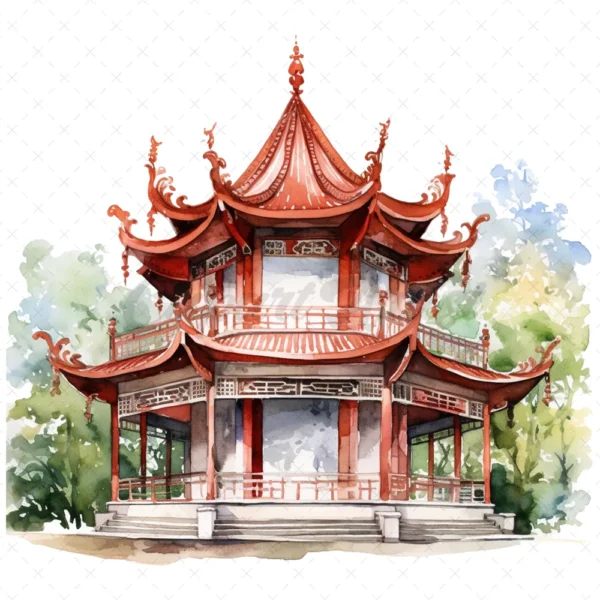 20 High-Quality Fantasy Pavilion Clipart - Fantasy pavilion digital watercolor JPG instant download for commercial use - Digital download