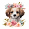 20 High-Quality Floral Puppies Clipart - Cute puppy digital watercolor JPG instant download for commercial use - Digital download