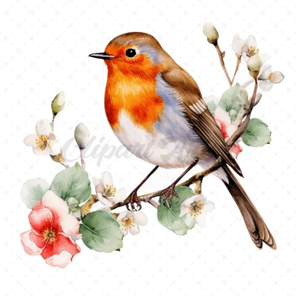 15 High-Quality Robin Clipart - Birds digital watercolor JPG instant download for commercial use - Digital download