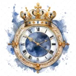 16 High-Quality Wall Clocks Clipart - Blue wall clock digital watercolor JPG instant download for commercial use - Digital download