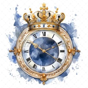 16 High-Quality Wall Clocks Clipart - Blue wall clock digital watercolor JPG instant download for commercial use - Digital download