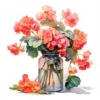 20 High-Quality Begonias Clipart - Pink red begonias digital watercolor wreath JPG instant download for commercial use - Digital download