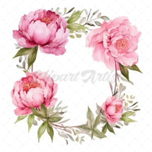16 High-Quality Peony Flowers Clipart - Pink peony digital watercolor JPG instant download for commercial use - Digital download