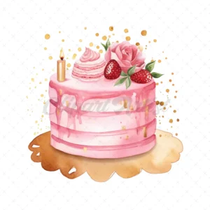 19 High-Quality Pink Cakes Clipart - Pink cakes watercolor digital JPG clipart instant download for commercial use - Digital download