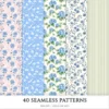 Grandmillennial Seamless Patterns, Chinoiserie JPEG, Pastel floral pattern, Stripes and plaid repeating pattern, Digital scrapbook paper