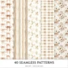 Old Cottage Seamless Patterns, Cottage flowers JPEG, Cottagecore seamless pattern, Floral rustic repeating pattern, Digital scrapbook paper