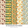 Venetian Summer Seamless Patterns, Italy travel JPEG, Vine leaves pattern, Citrus, Summer beach repeating pattern, Digital scrapbook paper