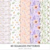 Spring Awakening Seamless Patterns, Whimsical spring JPEG, Floral pattern, Lavender, Spring meadow repeating pattern,Digital scrapbook paper