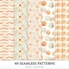 Autumn Planner Seamless Patterns, Cozy autumn JPEG, Maple leaves pattern, Acorns, Plaid, Pumpkins repeating pattern, Digital scrapbook paper