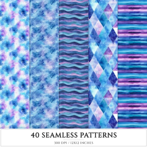 Aurora Aesthetics Seamless Patterns, Northern Lights JPEG, Snowflake pattern, Winter, Polar Night repeating pattern, Digital scrapbook paper