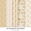 September End Seamless Patterns, Cozy autumn JPEG, Maple and pumpkin pattern, Plaid, Knitted cozy repeating pattern, Digital scrapbook paper