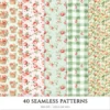 Falling Apples Seamless Patterns, Cozy autumn JPEG, Apples pattern, Pie, Leaves, Apple Gingham repeating pattern, Digital scrapbook paper