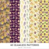 Autumn Notions Seamless Patterns, Artistic autumn JPEG, Pumpkin pattern, Floral, Autumn leaves repeating pattern, Digital scrapbook paper