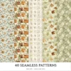 Autumn Gallery Seamless Patterns, Chic fall JPEG, Botanical pattern, Pumpkin, Falling leaves repeating pattern, Digital scrapbook paper