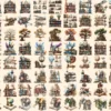 Steampunk Books Watercolor Clipart Bundle - 603+ transparent PNG, Retro sci-fi books images, Futuristic art, Commercial use,Digital download