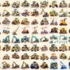 Construction Vehicles Watercolor Clipart Bundle - 600+ transparent PNG, Construction images, Machinery png, Commercial use, Digital download