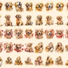 Golden Retrievers Watercolor Clipart Bundle - 345+ transparent PNG, Playful dog graphics, Golden pup art, Commercial use, Digital download